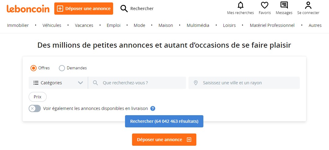 LeBonCoin : Trouvez des offres exceptionnelles pour des biens d’occasion ou neufs.