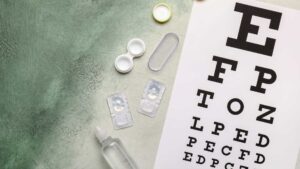 test de vue à côté de lentilles de vues